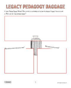 Image of a blank worksheet titled Legacy Pedagogy Baggage.