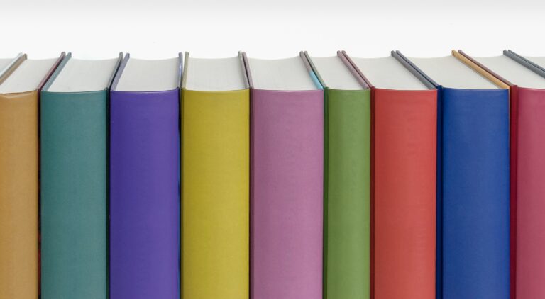 Image of lined up books.