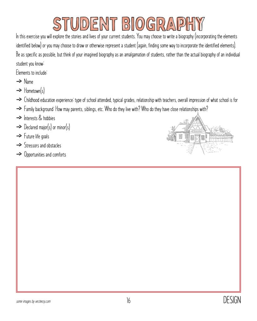 Image of a blank worksheet titled Student Biography.