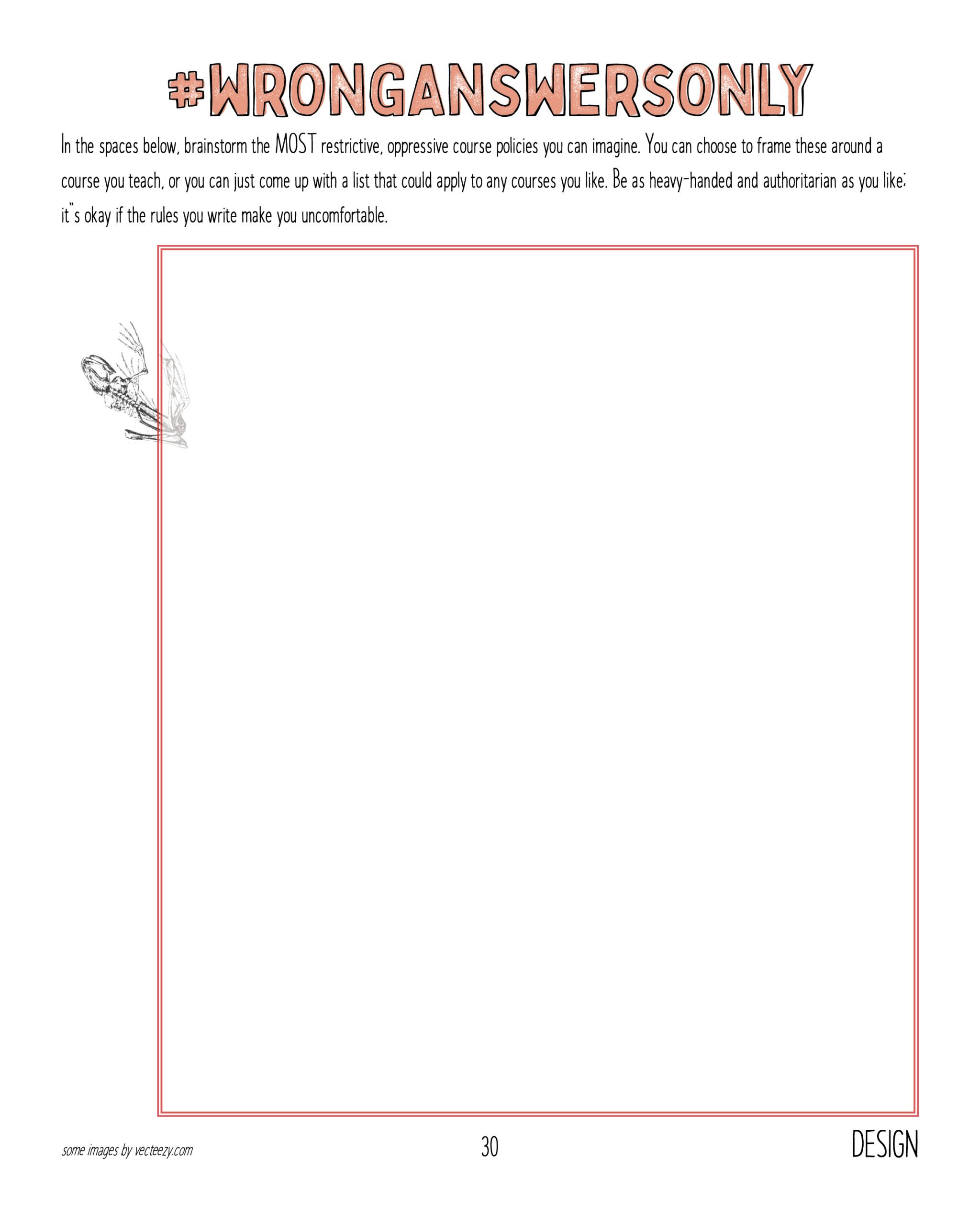 Image of a blank worksheet titled Hashtag Wrong Answers Only.