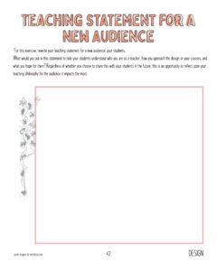 Image of a blank worksheet titled Teaching Statement For a New Audience.
