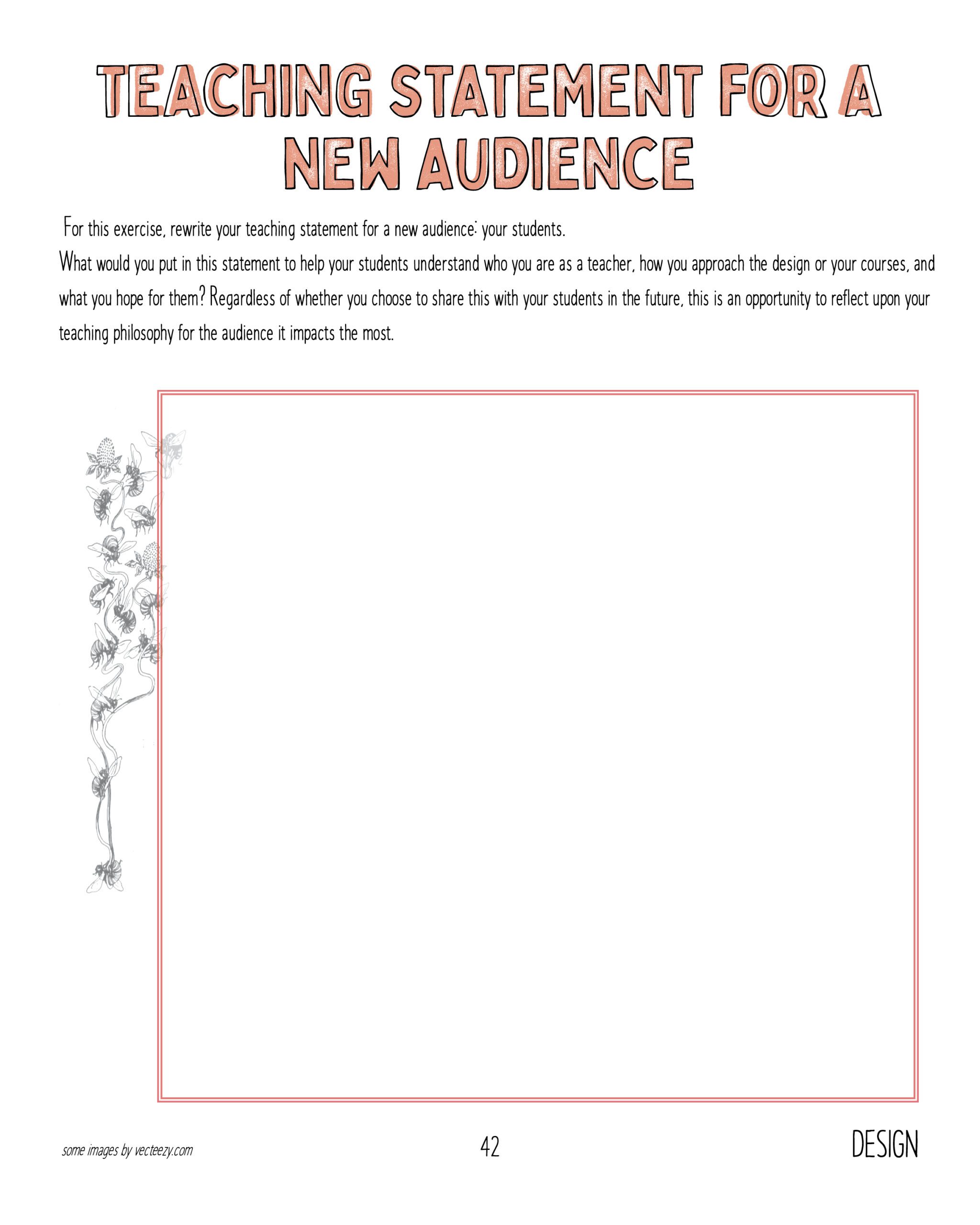 Image of a blank worksheet titled Teaching Statement For a New Audience.