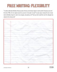 Image of a blank worksheet titled Free Writing: Flexibility.