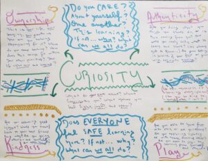 Image of a poster board about curiosity and learning.