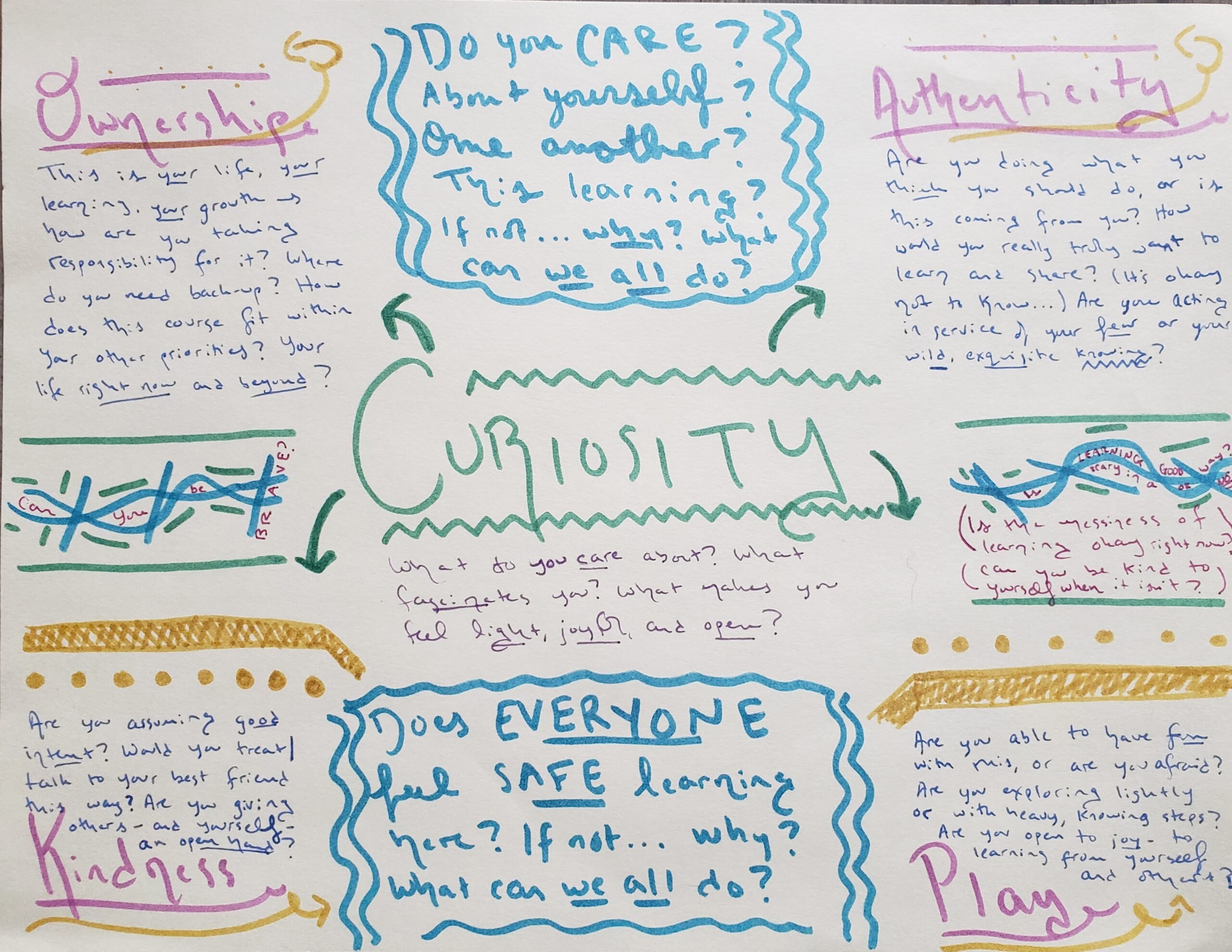 Image of a poster board about curiosity and learning.