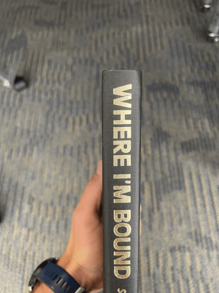 Image of the spine of a book titled "Where I'm Bound".