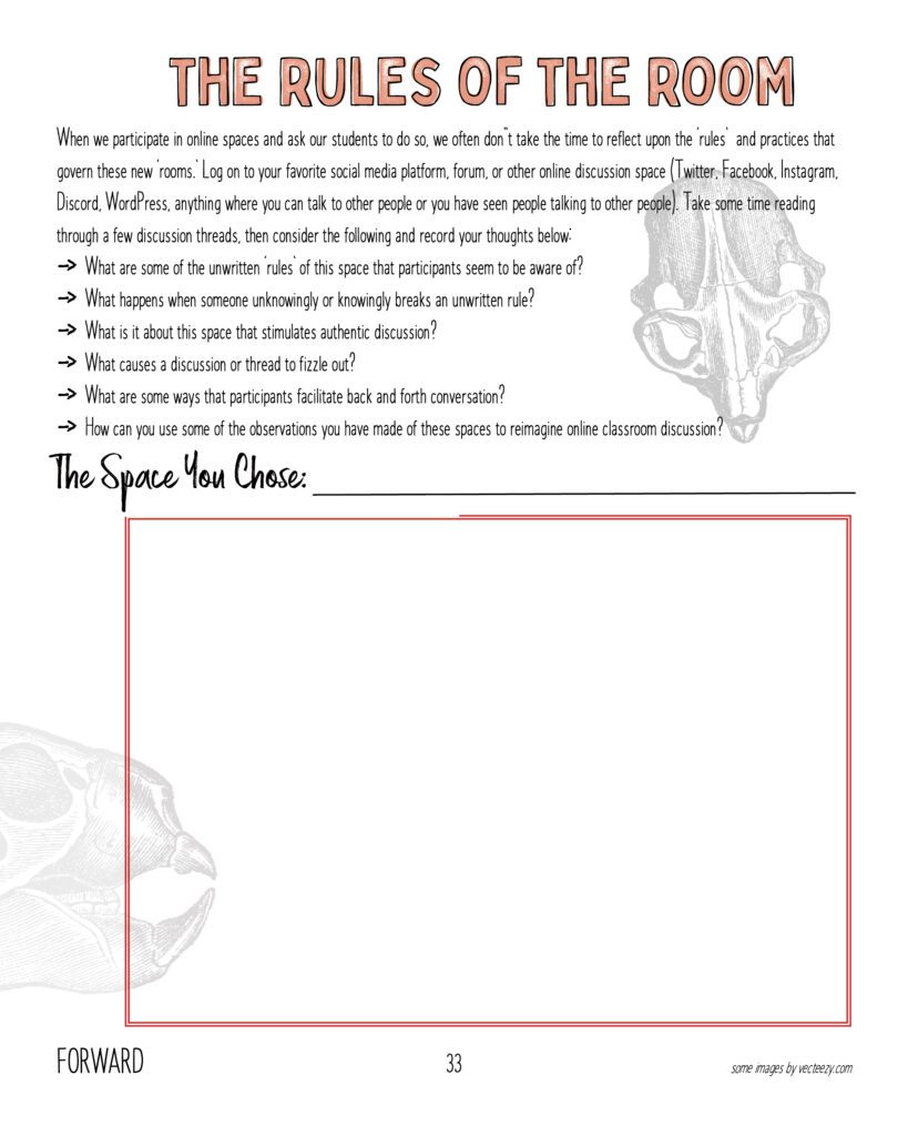 Image of a blank worksheet titled The Rules of the Room.