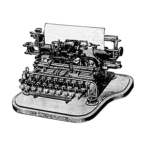 An image of a small typewriter.