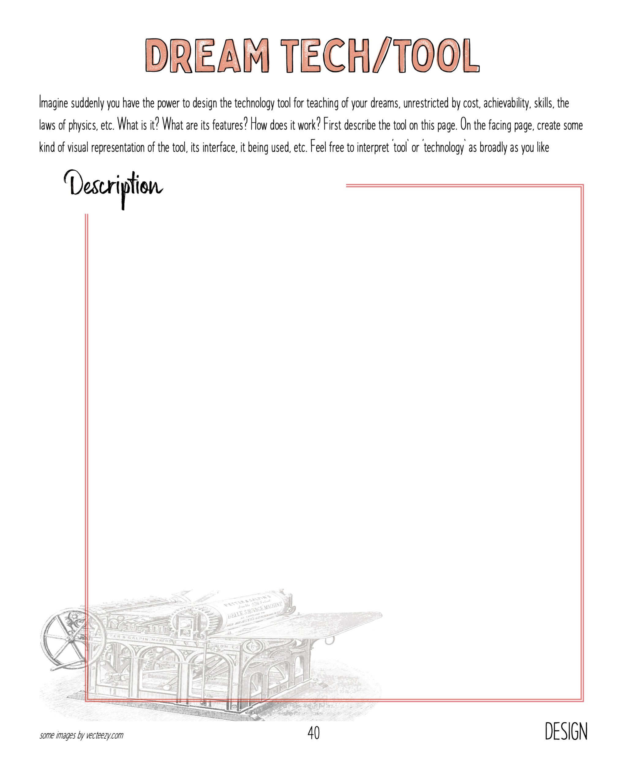 Image of a blank worksheet titled Dream Tech/Tool.