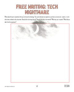 Image of a blank worksheet titled Free Writing: Tech Nightmare.