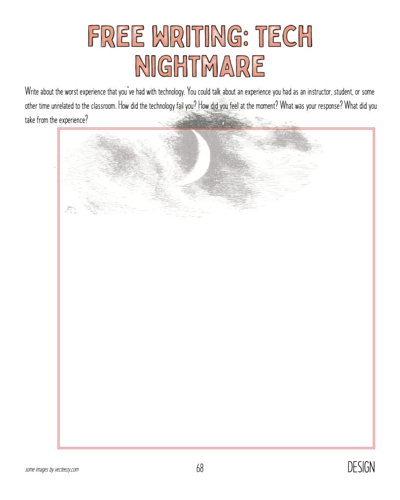 Image of a blank worksheet titled Free Writing: Tech Nightmare.