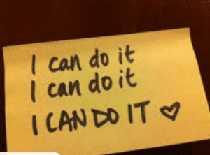 Photo of a sticky note that reads "I can do it" three times.
