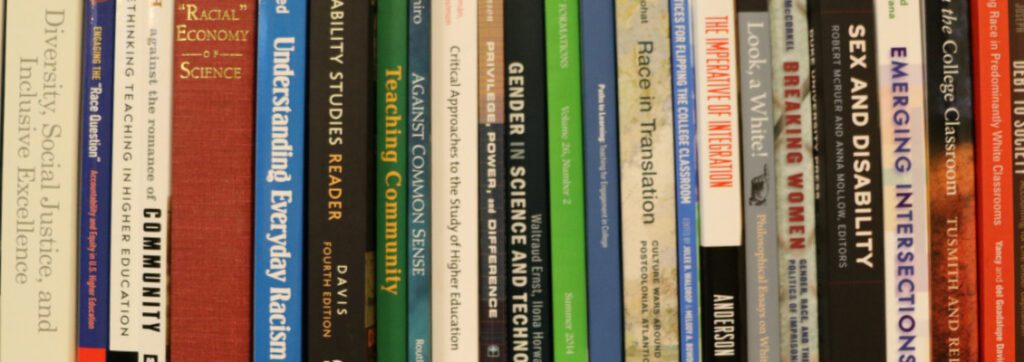 Photo of a stack of books.