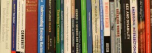 Photo of a stack of books.