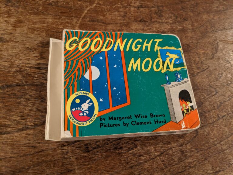 Photo of a picture book titled "Goodnight Moon" by Margaret Wise Brown.