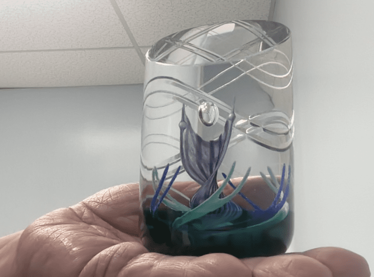 Photo of a painted glass.