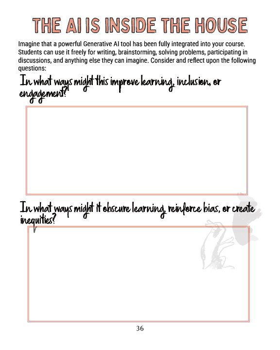 Image of a blank worksheet titled "The AI is Inside the House".