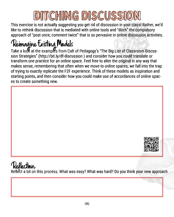 Blank worksheet titled Ditching Discussion.
