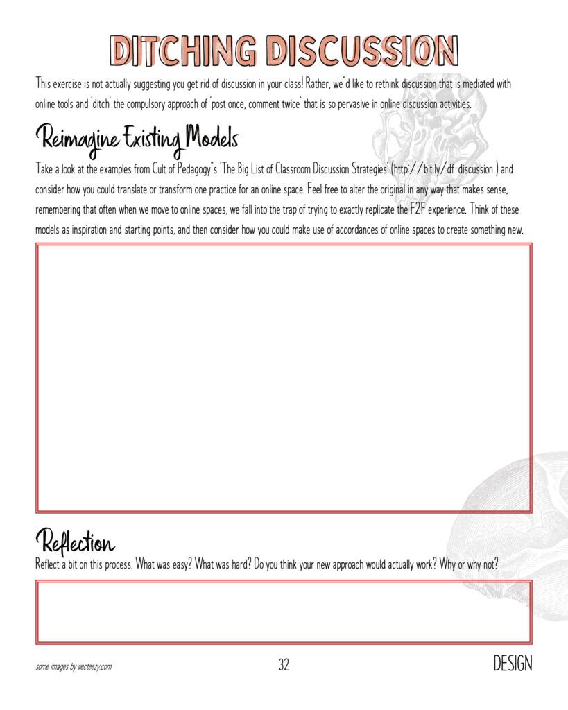 Image of a blank worksheet titled Ditching Discussion.