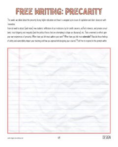 Image of a blank worksheet titled Free Writing: Precarity.
