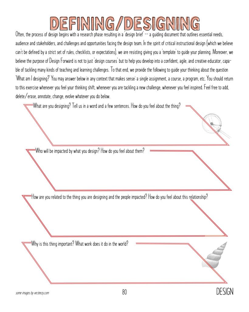 Image of a blank worksheet titled Defining/Designing.