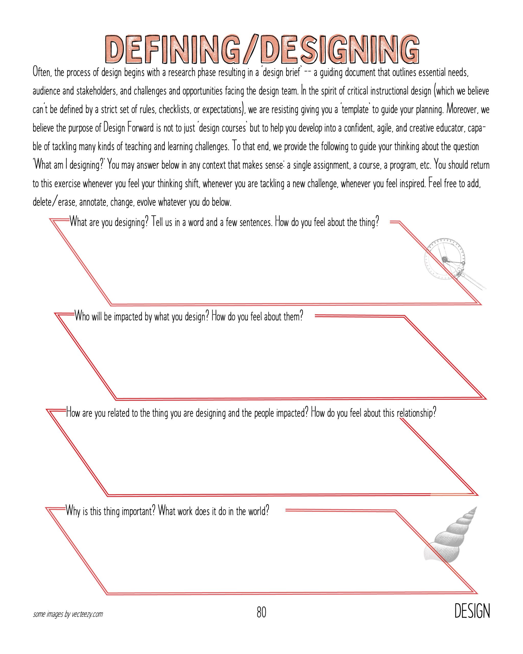 Image of a blank worksheet titled Defining/Designing.
