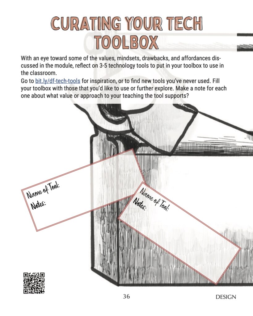 Image of a blank worksheet titled Curating Your Tech Toolbox.