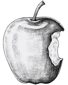 Image of an apple with a bite taken out of it.