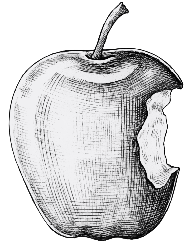 Image of an apple with a bite taken out of it.