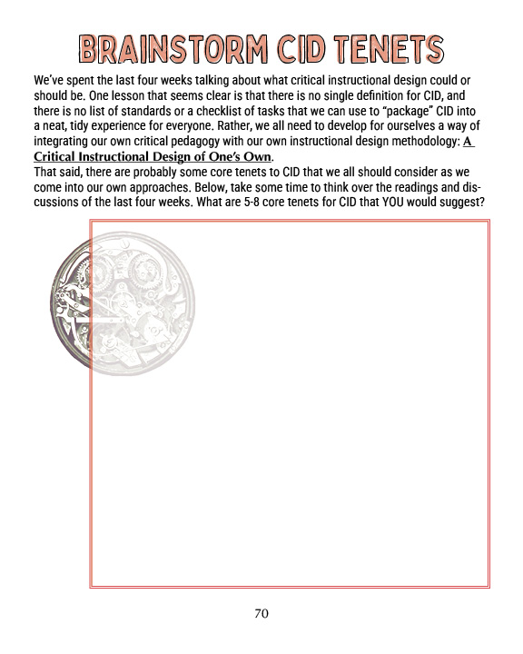 Image of a blank worksheet titled "Brainstorm CID Tenets".