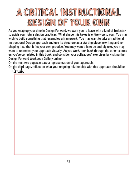 Image of a blank worksheet titled "A Critical Instructional Design of Your Own".